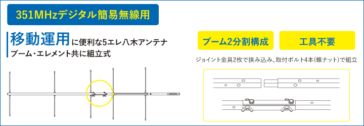 351MHzデジタル簡易八木アンテナNY351X5topimg